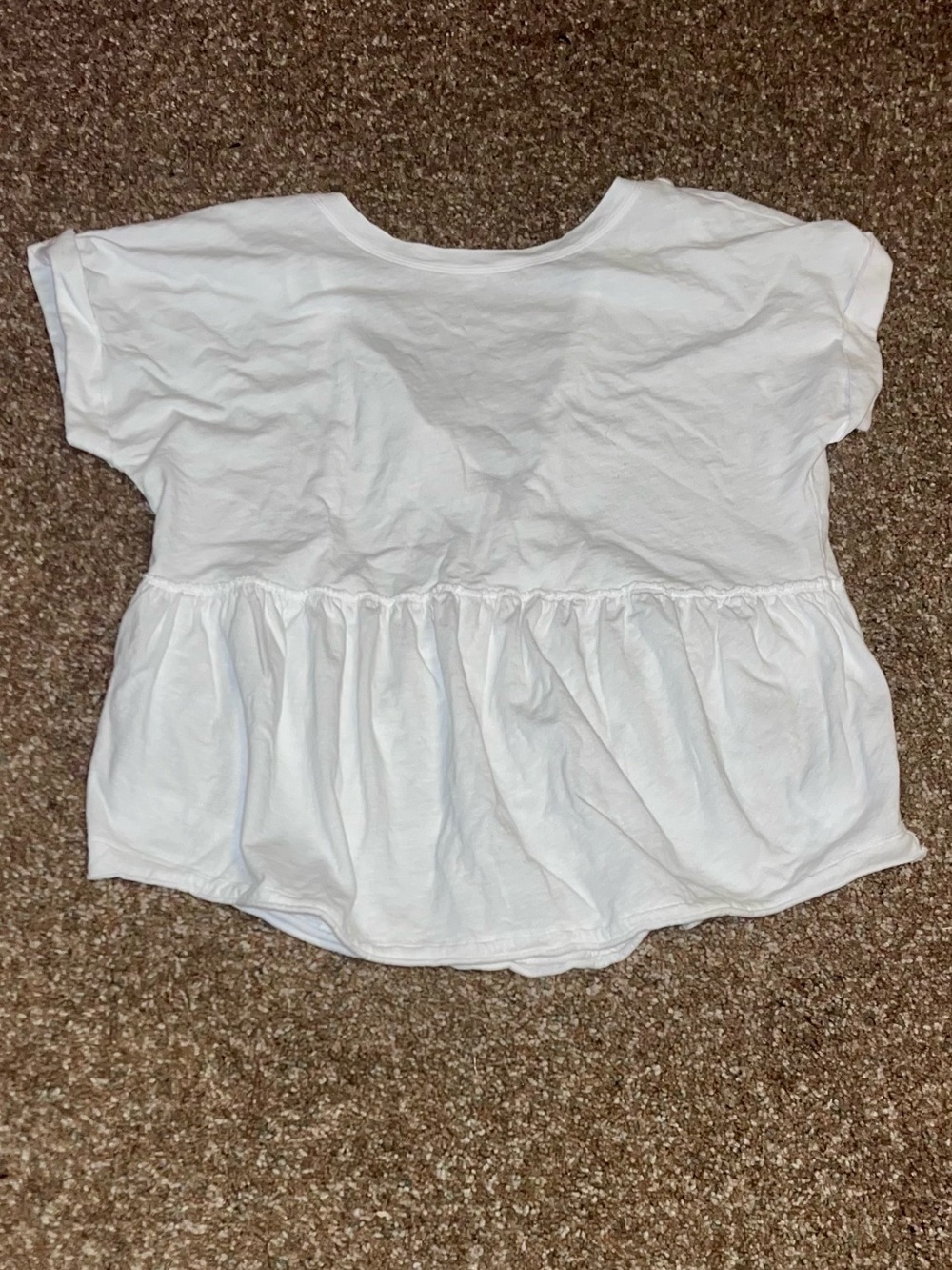 American Eagle Oversized Peplum Top with Open Tie Back White S NWOT